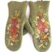 Felted mittens green olive flowered --- Handmade to Order