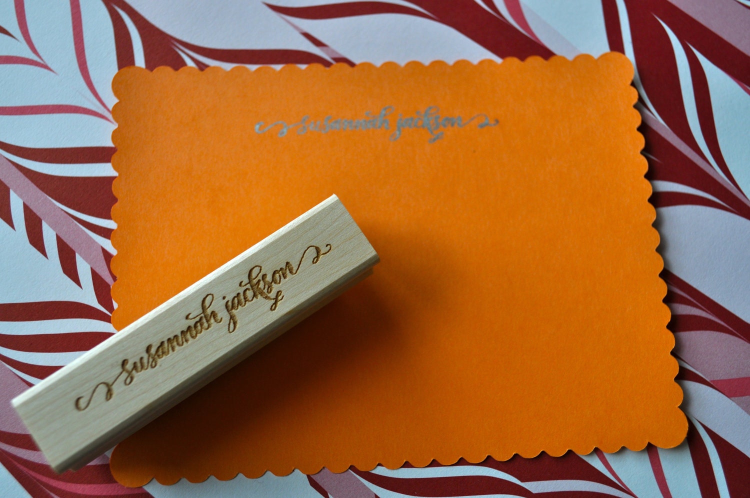 Custom Calligraphy Stationery Stamp - Jackson Lettering Style