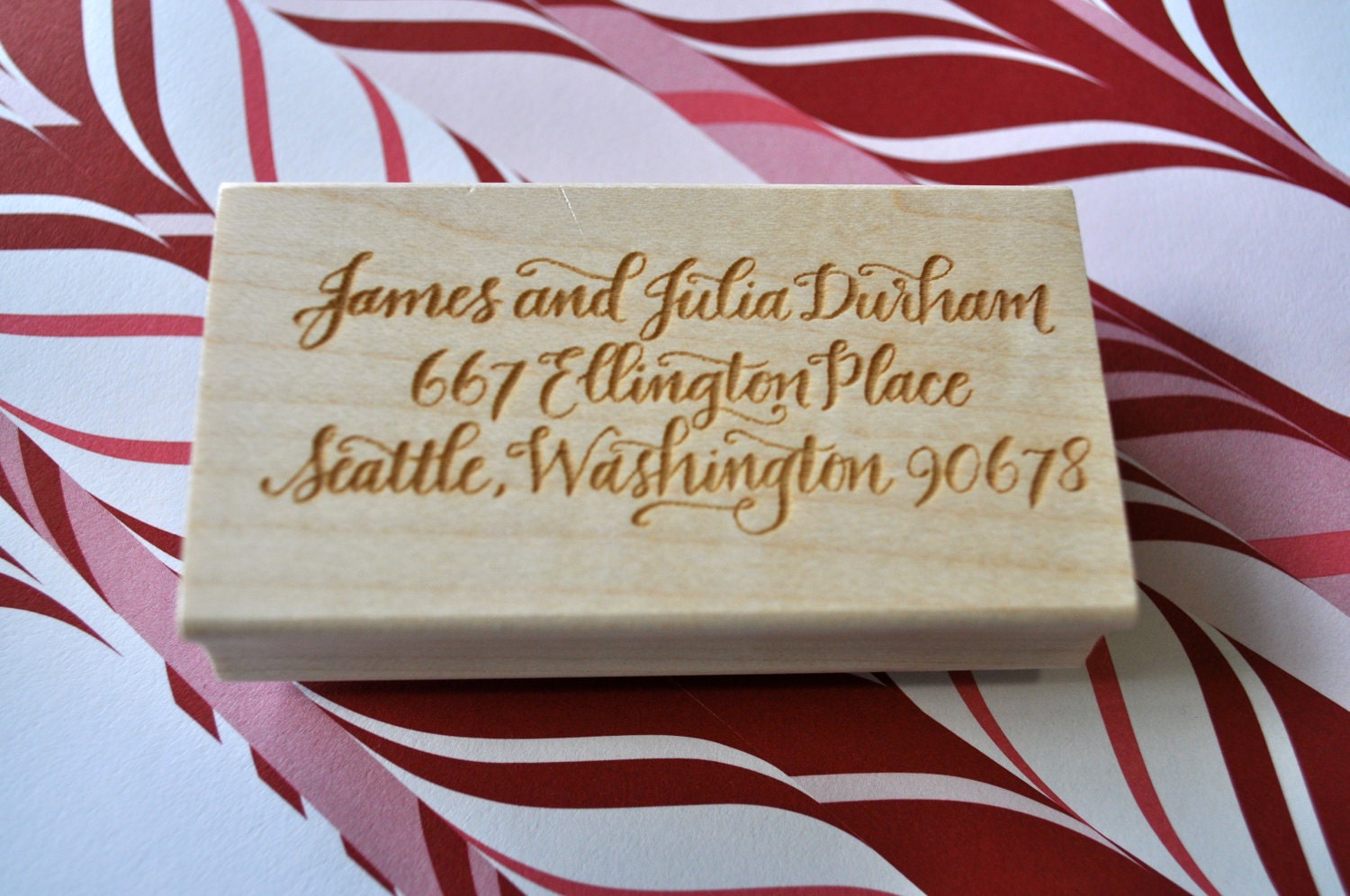 Custom Calligraphy Return Address Stamp - Durham Lettering Style