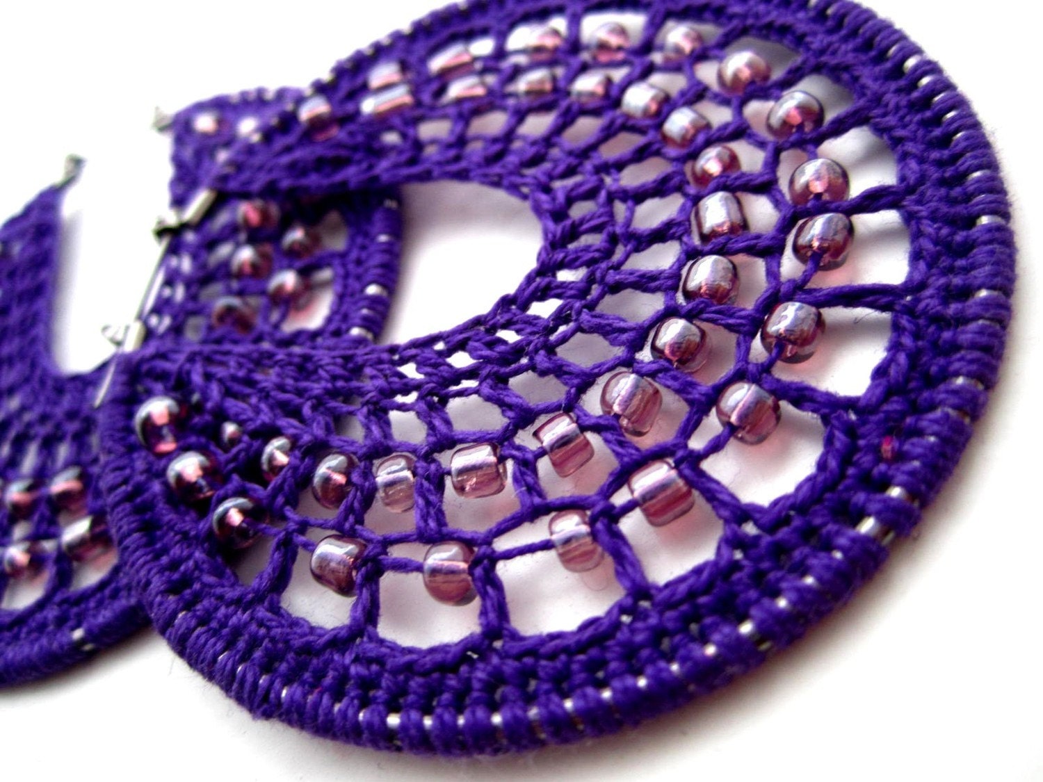 Crocheted hoops with beads