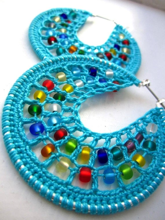Crocheted hoops with beads