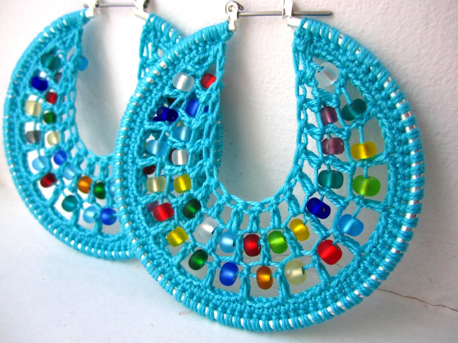 Crocheted hoops with beads