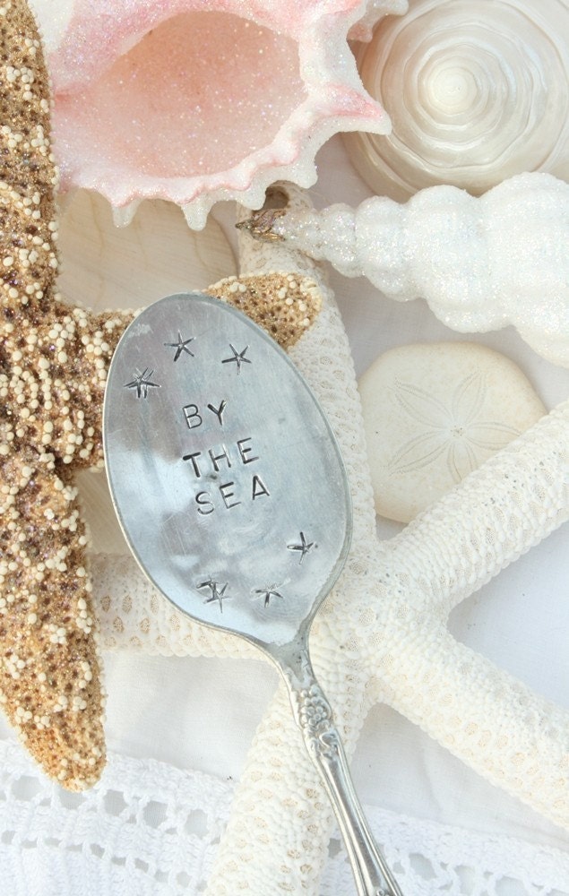 Vintage silverware garden marker by the sea starfish recycled wedding favor gift tag silver plated