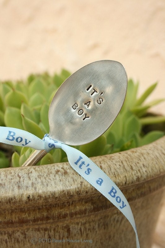 Vintage Silverware It's a boy baby decoration, baby shower, garden sign new silver plated spoon