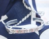 Seven lucky starfish bracelet nautical hand stamped beach bracelet metal bracelet cuff