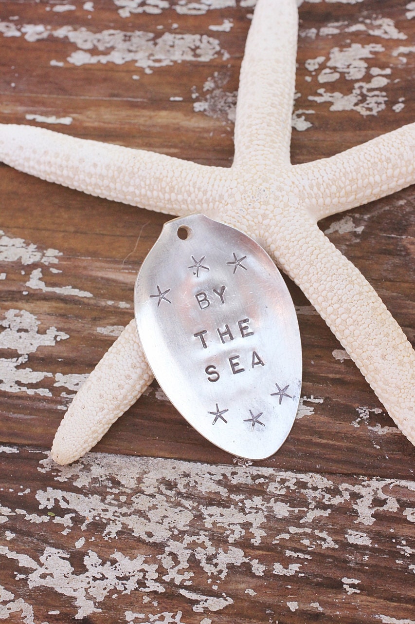 Vintage by the sea starfish ornament gift tag recycled silver plated silverware by beachhouseliving on etsy