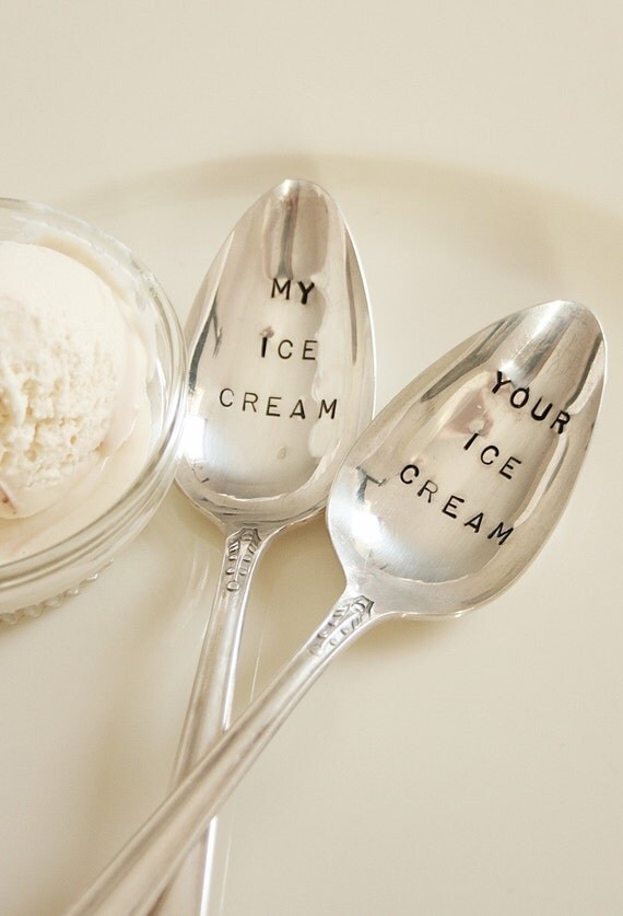 Vintage my ice cream your ice cream silver plated spoon set  recycled  flatware  beachhouseliving  on etsy