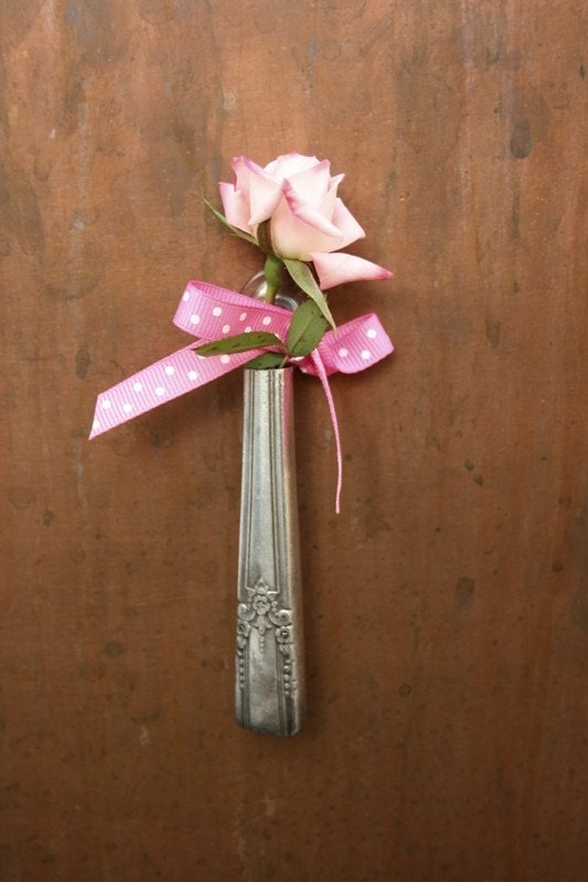 Vintage silverware flower vase recycled silver plated flatware knife