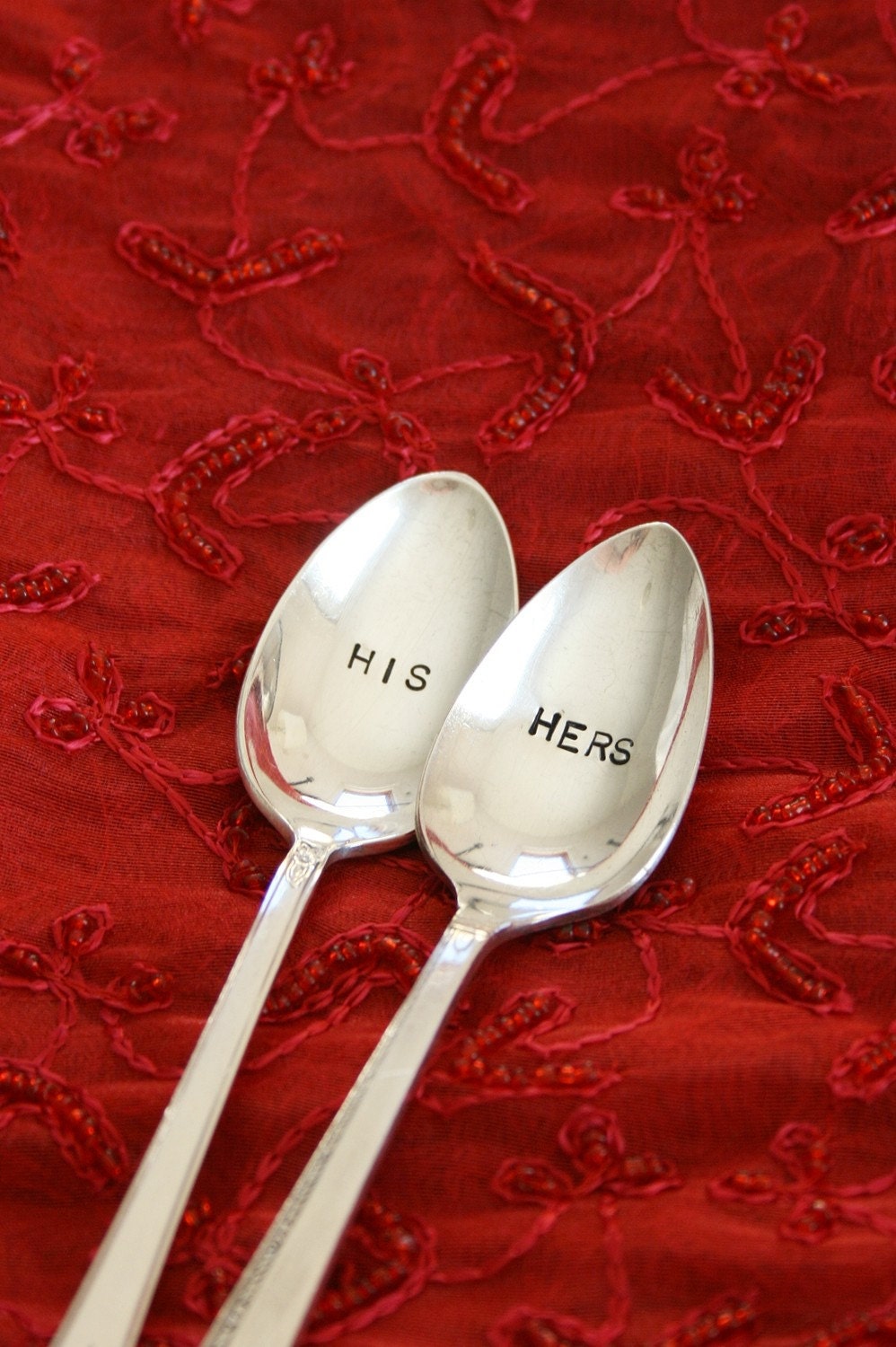 Vintage  his and hers spoons silver plated flatware valentines day