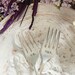 Mr. Mrs. dessert forks PETITE vintage silver plated Mr and Mrs wedding cake forks Lady Betty 1940