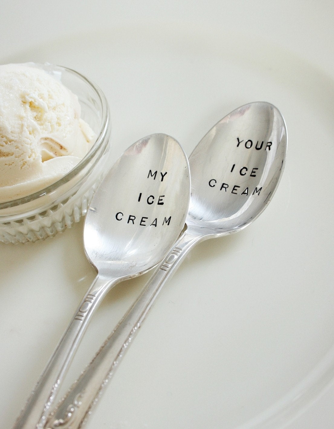 Vintage my ice cream your ice cream silver plated spoon set recycled flatware beachhouseliving on etsy
