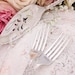 Mr. Mrs. Fork Set Just Married Cake Server Wedding Forks Hand Stamped Silver Plate Floral Fluted Pattern