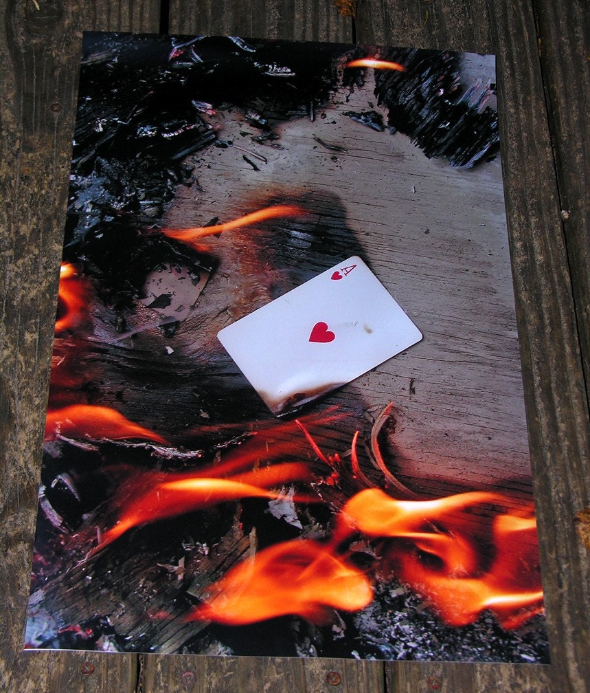 SALE - Ace of Hearts Aflame - 12x18 High Quality Photo Oversized Poster Print