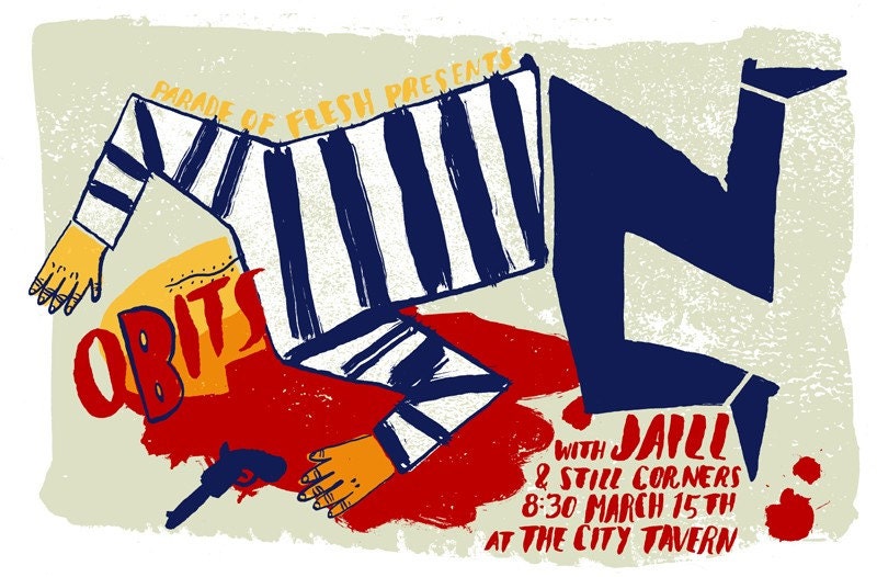 Obits Gigposter hand screenprinted