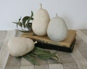 Group of three hand-built ceramic pears