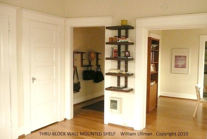 Thru-Block Wall Mounted MODULAR SHELVING SYSTEM (small 2  foot wide)
