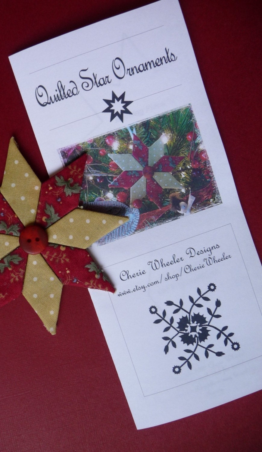 PDF Pattern for No-Sew Quilted Star Ornaments