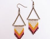 30% OFF COUPON SALE - Southwest Sunset Hand Beaded Chevron Earrings