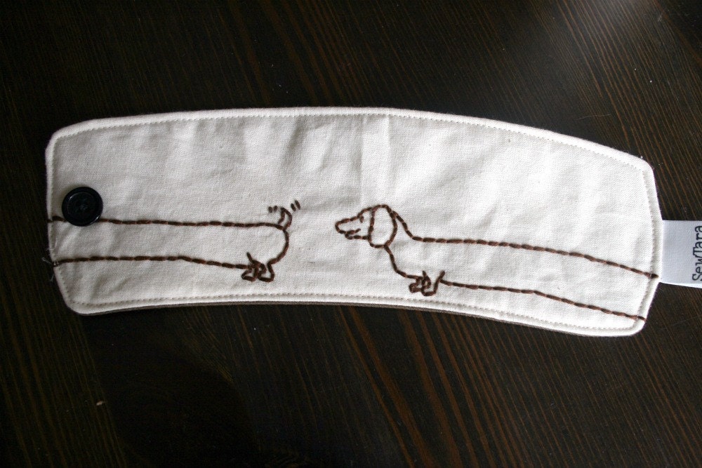 Frankie the wiener dog cup cozy