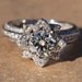 UNIQUE Flower Rose Diamond Engagement or Right Hand Ring - 2.20 carat - 14K white gold - wedding - brides - fL01