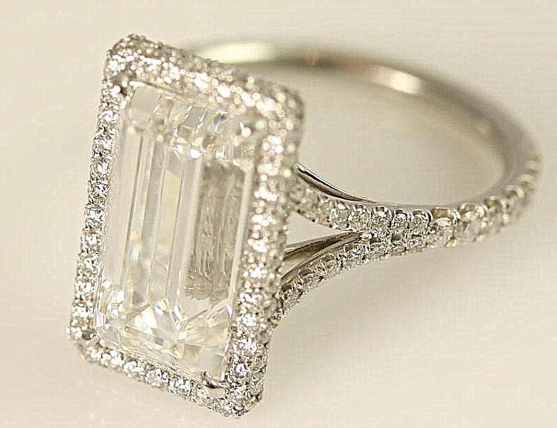 GIA certified - 5 carat - Emerald Cut Diamond engagement ring - solid Platinum- Luxury - engagement - bride - weddings