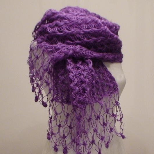 SUPER SALE Purple Mohair Honey Comb Shawl