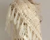 SUPER SALE Ivory Triangle Shawl
