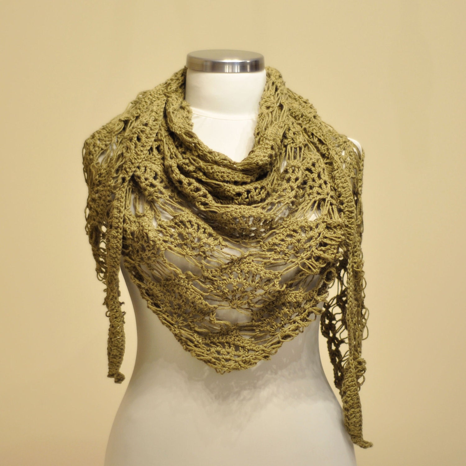 SUPER SALE Green Organic Cotton TriangleShawl