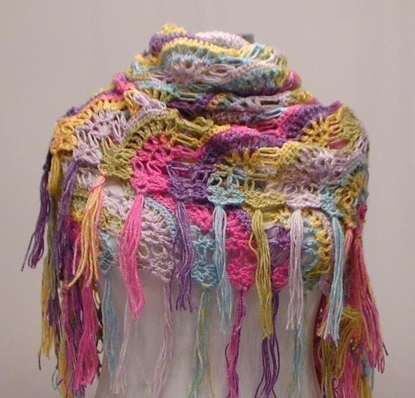 Rainbow Warm Mohair Shawl...Gift for her