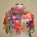 SUPER SALE Rainbow SHAWL Handmade Flower Mohair Triangle Shawl