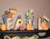 FALL DECOR, Hand Painted Shelf Sitter HoLiDaY FaLL ScAreCrow, PriMiTive ShElf SiTTeR, PuMpKiNs, WoRds, HaLLoWeeN, ThAnKsGiViNG