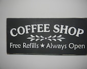 KITCHEN, Coffee Shop Primitive Hand Painted Wood Sign, Kitchen, Home Decor