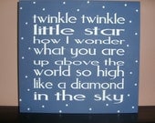 TwInKle TwiNkLe NuRsErY RhYmE WALL DeCoR HaNdPaiNteD WooD SiGn, PriMiTiVe, HoMe DeCor, BaBy, ChiLdReN, BoY, GiRl