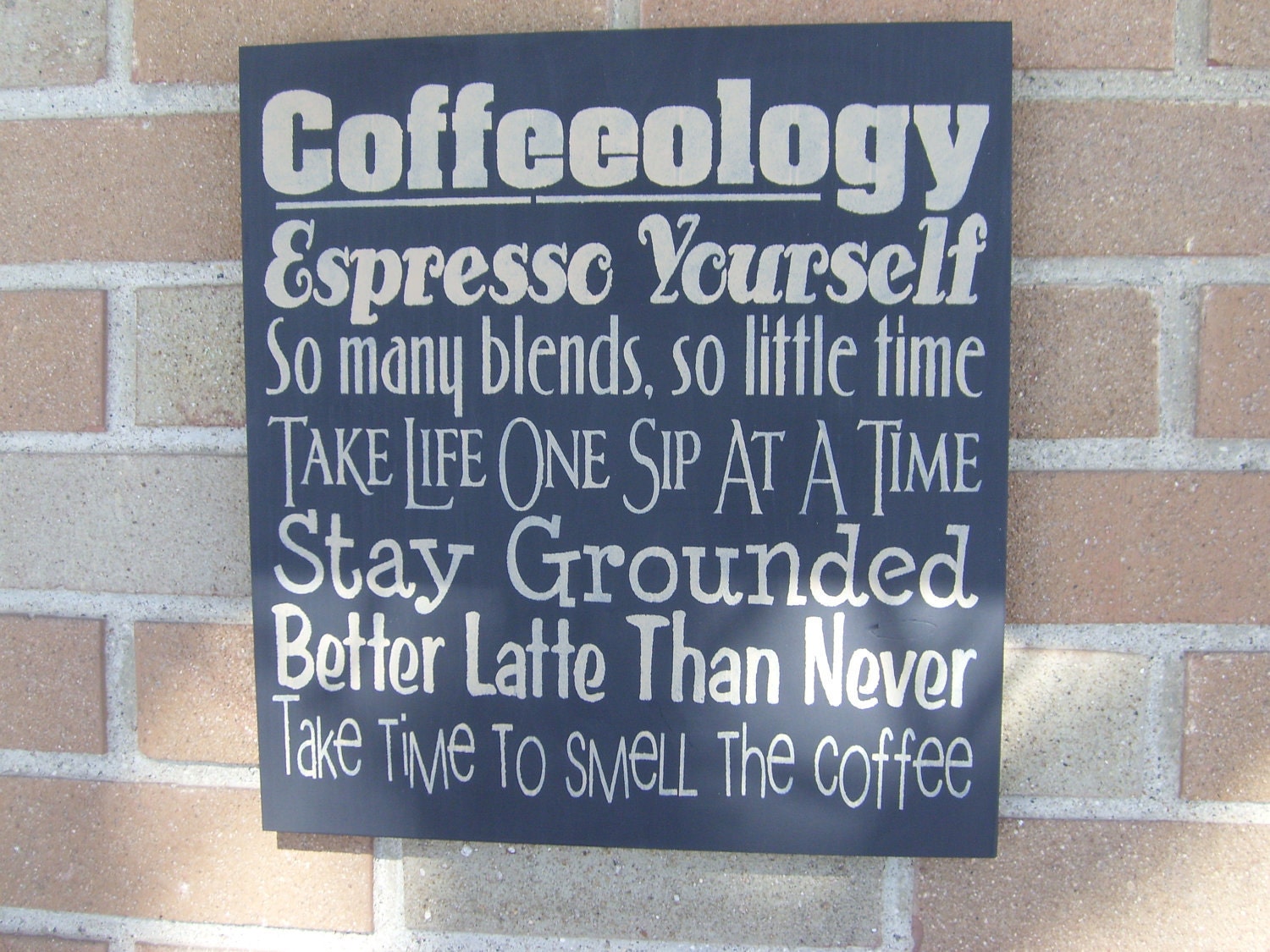 Kitchen COFFEEOLOGY, Hand Painted Primitive Wood Sign, Typography, Subway Art, Kitchen, Dawnspainting, Home Decor