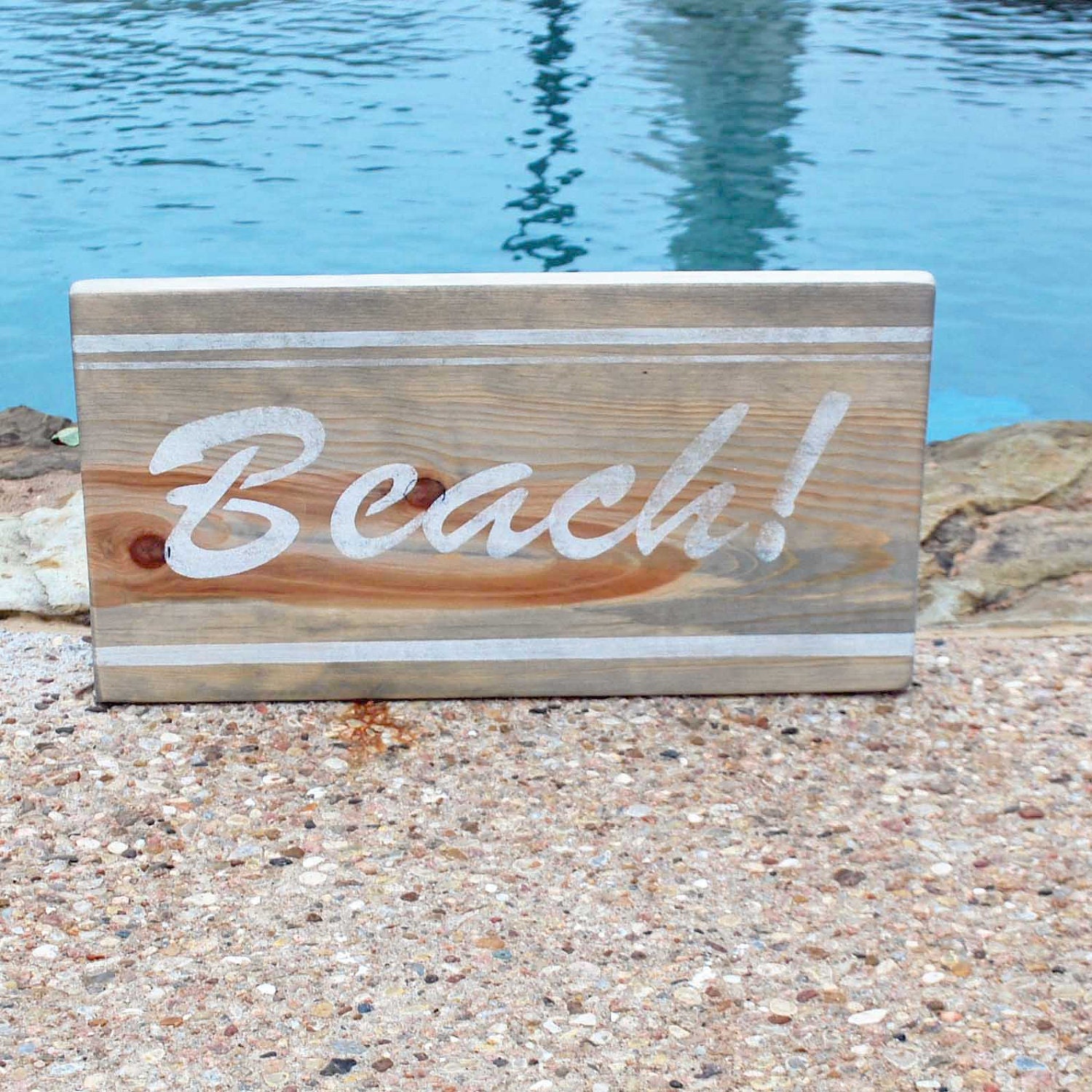 Beach Sign, vintage surfboard-style