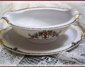 Vintage Noritake China Gravy Boat with Underside Plate