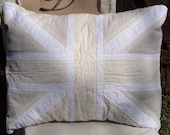Appliqued Layered Cotton Canvas Muslin British UNION JACK Pillow Sham