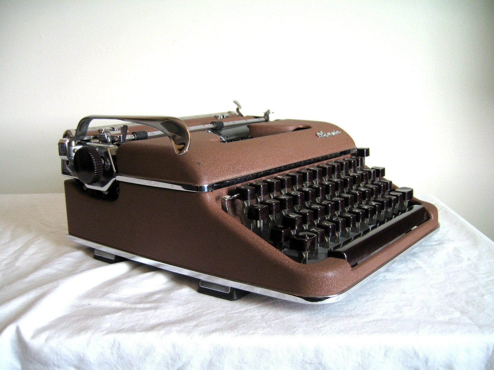 Vintage Olympia SM3 Manual Typewriter, Sepia Brown - New Ribbon