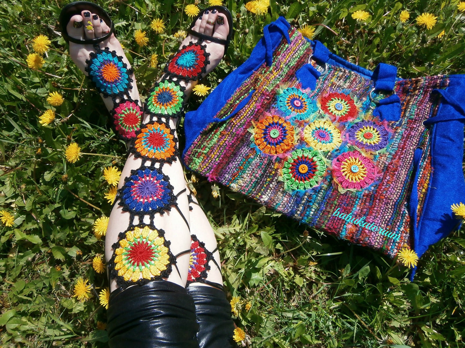 Crochet Flower Mandala Upcycled Lace Shoes Summer Sandals Gladiator Heels Stiletto