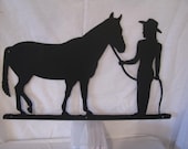 Cowgirl and Horse Metal Western Wall Yard Barn Art Silhouette