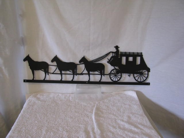 Stagecoach Horses Metal Western Wall Yard Barn Art Silhouette