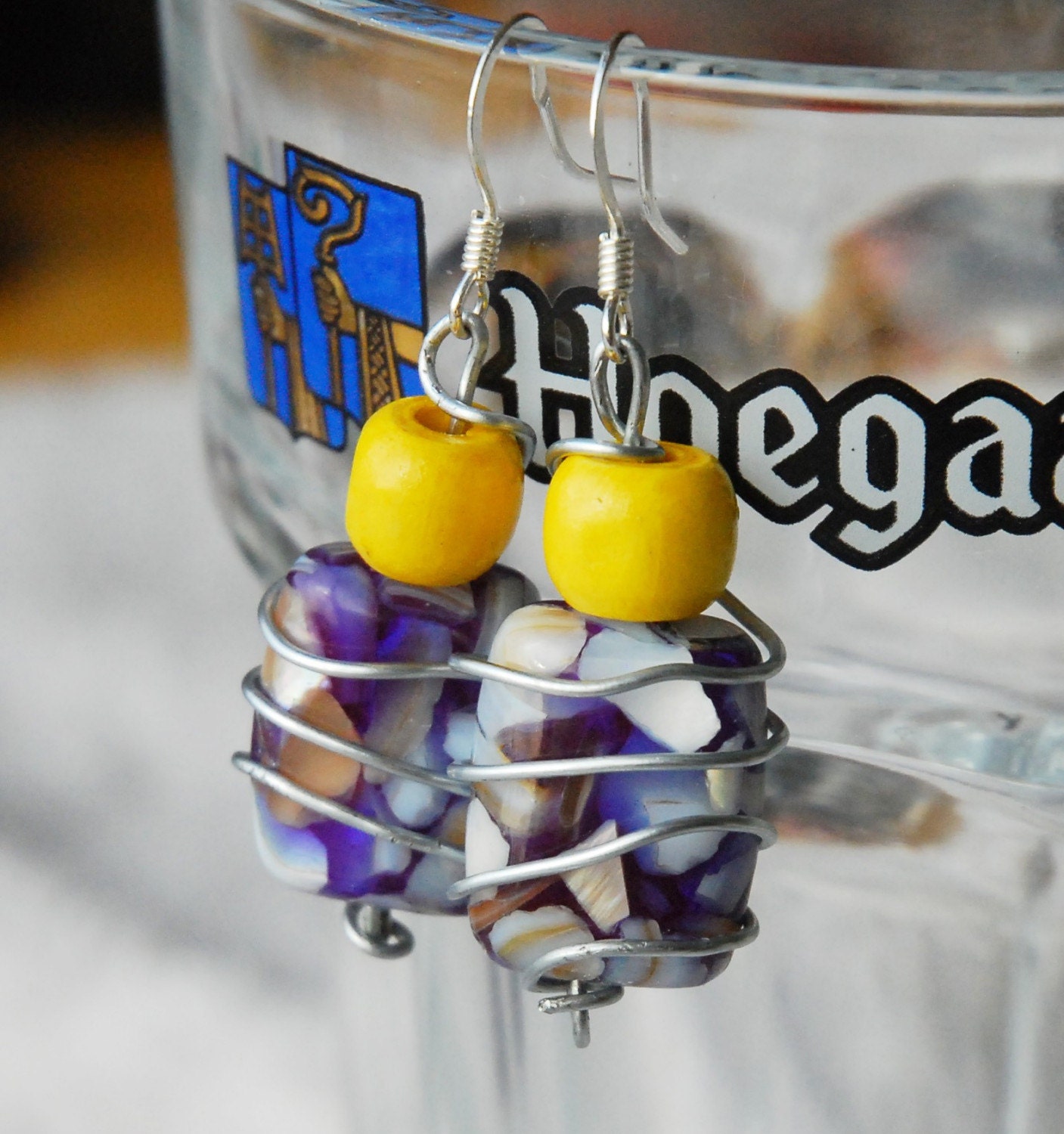 Blue Wire Wrapped Rocks
