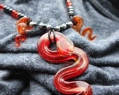 Red Snake Murano Glass Pendant Necklace