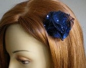 Sapphire Sparkle Flower Hair Clips or Brooches