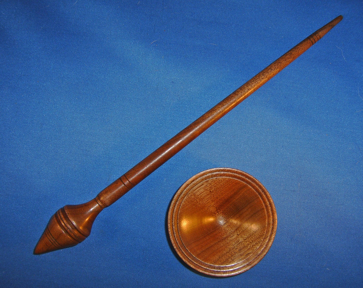 0.9 oz Walnut Russian Support Spindle & Bowl Set - Handmade