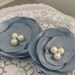 Pale Blue-Gray Flower and Pearl Hairpins