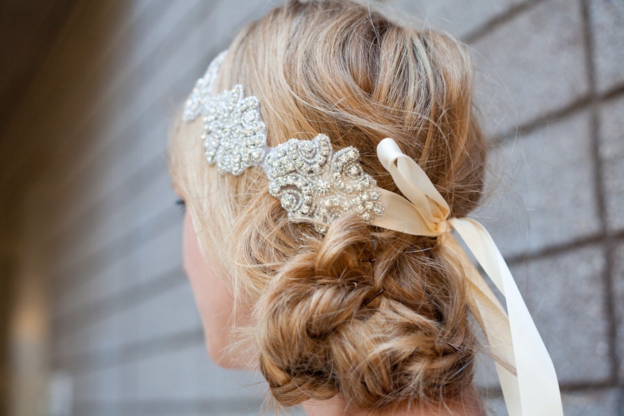 Luxe Crystal Bridal or Special Occasion Tie Headband, Halo, or Sash