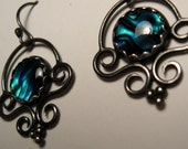 Katie paua and sterling filigree earrings