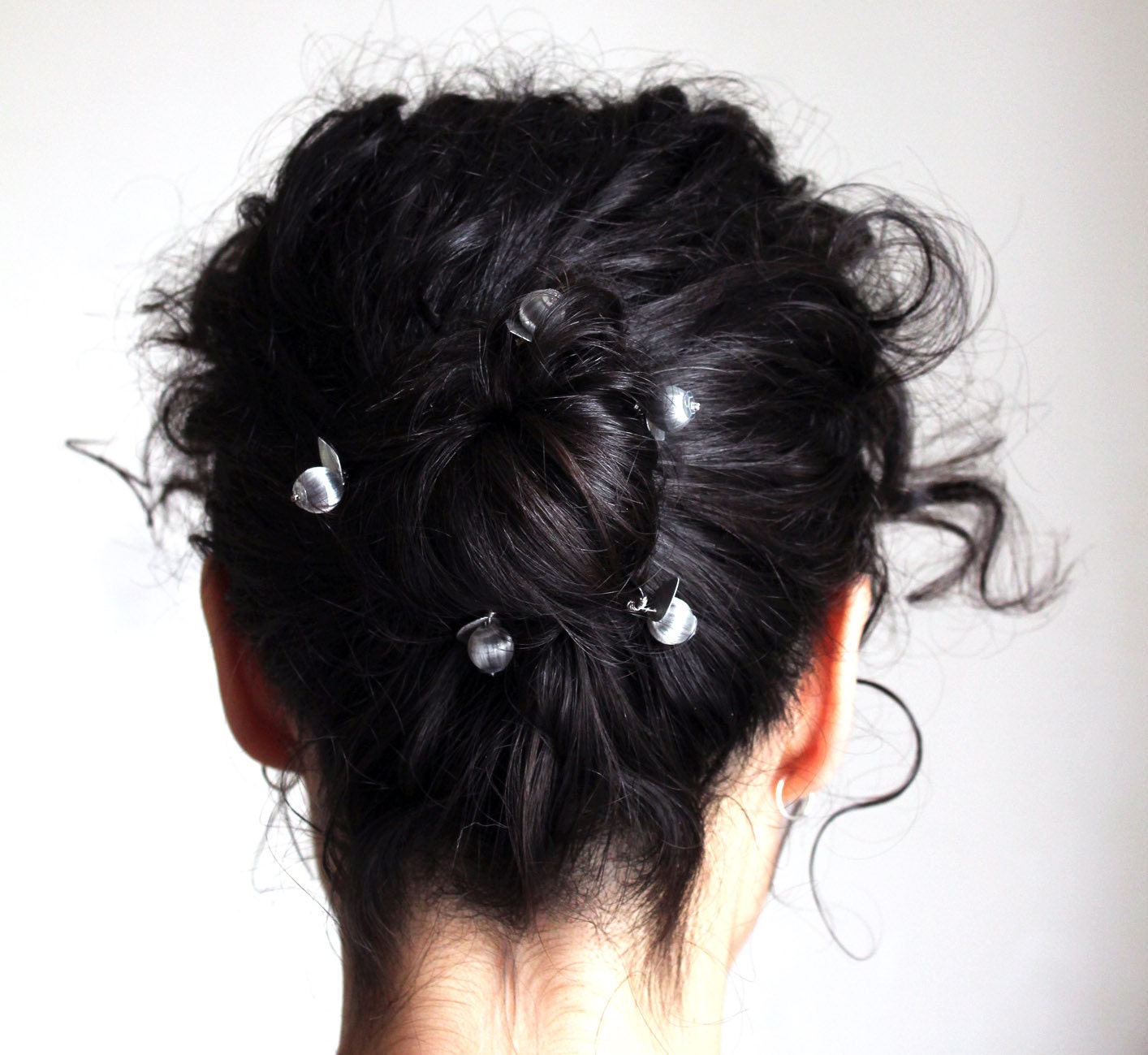 Gray hair pins - dove gray silk hairpins - set of 5 handmade - vintage silk gray beads -  silk hair ornament
