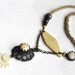 On the way to Compostelle necklace - found objects - hand knitted cord - ivory - mother of pearl buttons - urban gypsy rustic assemblage
